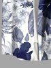 Plus Size Hibiscus Flowers Leaf Print Buttons Pocket Hawaii Shirt For Men -  