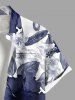 Chemise hawaïenne grande taille à imprimé feuilles d'hibiscus et boutons avec poche pour homme - Blanc 4XL