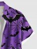Plus Size Halloween Pumpkin Bat Spider Web Cross Print Buttons Pocket Shirt For Men -  