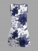 Combinaison hawaïenne cintrée grande taille à imprimé feuilles et fleurs d'hibiscus - Bleu Marine XS