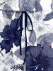 Combinaison hawaïenne cintrée grande taille à imprimé feuilles et fleurs d'hibiscus - Bleu Marine XS