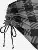 Maillot de bain tankini grande taille à motif gothique tête de mort et damier, bretelles fines et froncées. - Gris Foncé 1X