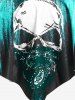 Maillot de bain tankini grande taille à motif gothique tête de mort et damier, bretelles fines et froncées. - Vert profond 2X