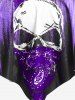 Maillot de bain tankini grande taille à motif gothique tête de mort et damier, bretelles fines et froncées. - Concorde 3X