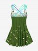 Plus Size Lip Printed Padded Boyleg Strappy Tankini Swimsuit -  