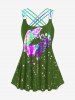 Plus Size Lip Printed Padded Boyleg Strappy Tankini Swimsuit -  