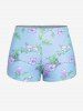 Maillot de bain tankini grande taille à imprimé floral et feuilles froncées, jambes courtes. - Bleu clair L | US 12