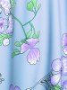 Maillot de bain tankini grande taille à imprimé floral et feuilles froncées, jambes courtes. - Bleu clair L | US 12