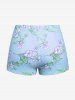 Maillot de bain tankini grande taille à imprimé floral et feuilles froncées, jambes courtes. - Bleu clair L | US 12
