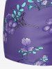 Plus Size Ruched Flower Leaves Print Boyleg Tankini Swimsuit -  