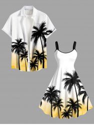 Coconut Tree Ombre Print Plus Size Matching Hawaii Beach Outfit For Couples -  