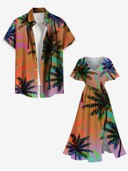 Coconut Tree Ombre Print Plus Size Matching Hawaii Beach Outfit For Couples -  