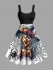 Halloween Wizard Pumpkin Spider Web Print Plus Size Matching Outfit For Couples -  