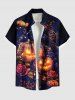 Halloween Pumpkin Lantern Crow Rose Flower Print Plus Size Matching Outfit For Couples -  