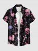 Halloween Skulls Heart Bowknot Star Chains Print Plus Size Matching Outfit For Couples -  