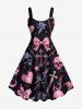 Halloween Skulls Heart Bowknot Star Chains Print Plus Size Matching Outfit For Couples -  