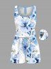 Ensemble chemise et barboteuse hawaïennes assorties, grande taille, tenue de plage à fleurs, imprimé aquarelle, pour couples - Blanc 