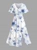 Flowers Leaf Print Plus Size Matching Hawaii Beach Outfit For Couples -  