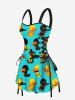 Ducks Print Lace Up Tank Dress -  