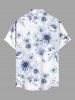 Plus Size Flowers Leaf Print Buttons Pocket Hawaii Shirt For Men -  