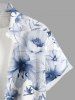 Plus Size Flowers Leaf Print Buttons Pocket Hawaii Shirt For Men -  