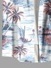 Chemise hawaïenne grande taille à imprimé cocotiers, vagues, bateau, boutons et poches pour homme - Bleu Ciel 6XL