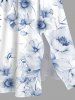 Plus Size Flowers Leaf Print Split Hawaii Midi Dress -  
