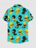 Plus Size Ducks Print Buttons Pocket Hawaii Shirt For Men -  