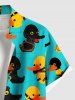 Plus Size Ducks Print Buttons Pocket Hawaii Shirt For Men -  