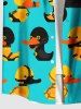 Plus Size Ducks Print Buttons Pocket Hawaii Shirt For Men -  