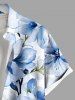 Plus Size Flowers Watercolor Print Buttons Pocket Hawaii Shirt For Men -  