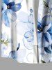 Plus Size Flowers Watercolor Print Buttons Pocket Hawaii Shirt For Men -  