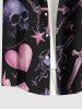 Plus Size Halloween Skulls Heart Bowknot Star Chains Print Buttons Pocket Shirt For Men -  