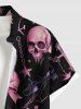 Plus Size Halloween Skulls Heart Bowknot Star Chains Print Buttons Pocket Shirt For Men -  