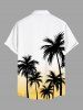 Plus Size Coconut Tree Ombre Print Buttons Pocket Hawaii Shirt For Men -  