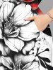 Plus Size Flowers Ink Painting Splatter Print Split Hawaii Midi Dress -  