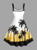 Plus Size Coconut Tree Ombre Print Hawaii Tank Dress -  