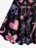 Robe débardeur grande taille à imprimé tête de mort, cœur, nœud papillon, étoiles et chaînes pour Halloween - Noir 5X