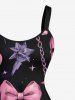 Robe débardeur grande taille à imprimé tête de mort, cœur, nœud papillon, étoiles et chaînes pour Halloween - Noir 5X