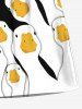 Plus Size Cute Goose Print Hawaii Drawstring Beach Shorts For Men -  