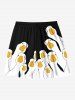Plus Size Cute Goose Print Hawaii Drawstring Beach Shorts For Men -  