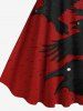 Robe trapèze grande taille à imprimé corbeau et peinture à l'encre pour Halloween - Rouge 2X