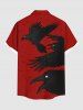 Chemise grande taille à imprimé corbeau et peinture à l'encre pour homme, avec poches boutonnées pour Halloween - Rouge S
