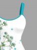 Plus Size Sea Waves Sailboat Flower Branch Print Hawaii Cruise A Line Tank Dress -  