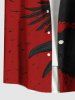 Chemise grande taille à imprimé corbeau et peinture à l'encre pour homme, avec poches boutonnées pour Halloween - Rouge 5XL