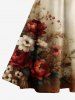 Flower Leaf Branch Print Hawaii Ombre 50's Vintage A Line Dress -  