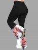Pantalon évasé grande taille à imprimé floral et papillon aquarelle ombré - Noir 5X