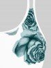 High Waist Rose Print Plus Size & Curve Modest Tankini Swimsuit - Vert profond 4X