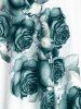 High Waist Rose Print Plus Size & Curve Modest Tankini Swimsuit - Vert profond 4X