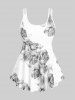 High Waist Rose Print Plus Size & Curve Modest Tankini Swimsuit -  